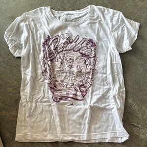 White T-Shirt with Purple Caribbean Print